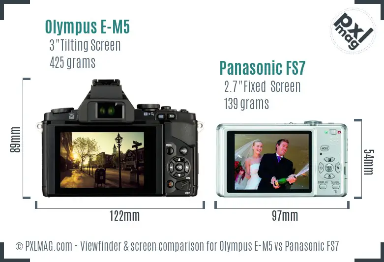 Olympus E-M5 vs Panasonic FS7 Screen and Viewfinder comparison