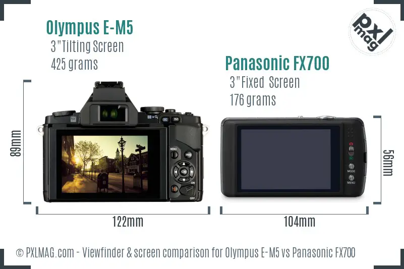 Olympus E-M5 vs Panasonic FX700 Screen and Viewfinder comparison