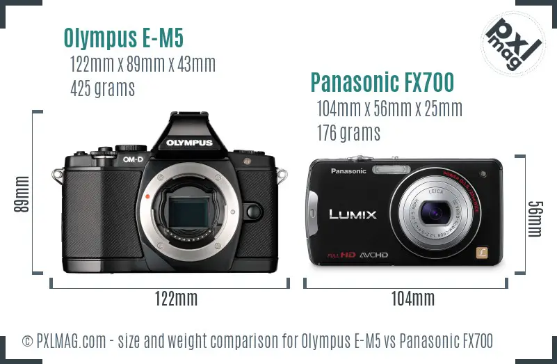 Olympus E-M5 vs Panasonic FX700 size comparison