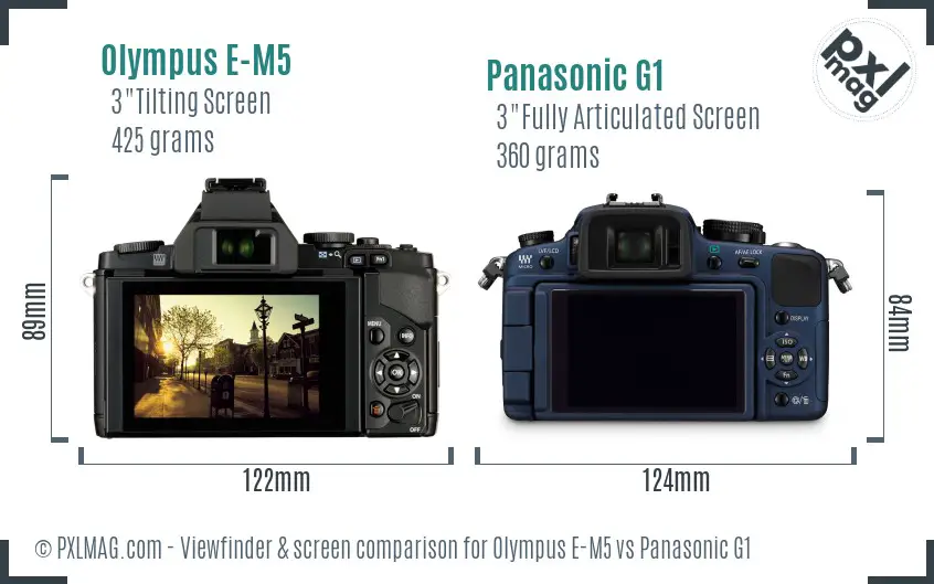 Olympus E-M5 vs Panasonic G1 Screen and Viewfinder comparison