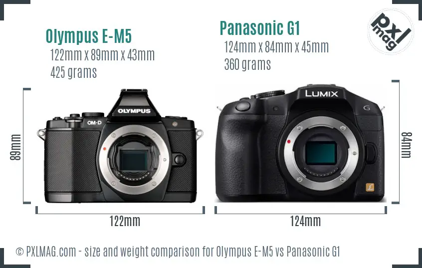Olympus E-M5 vs Panasonic G1 size comparison