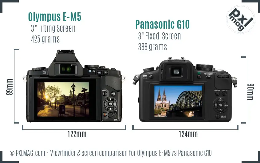 Olympus E-M5 vs Panasonic G10 Screen and Viewfinder comparison