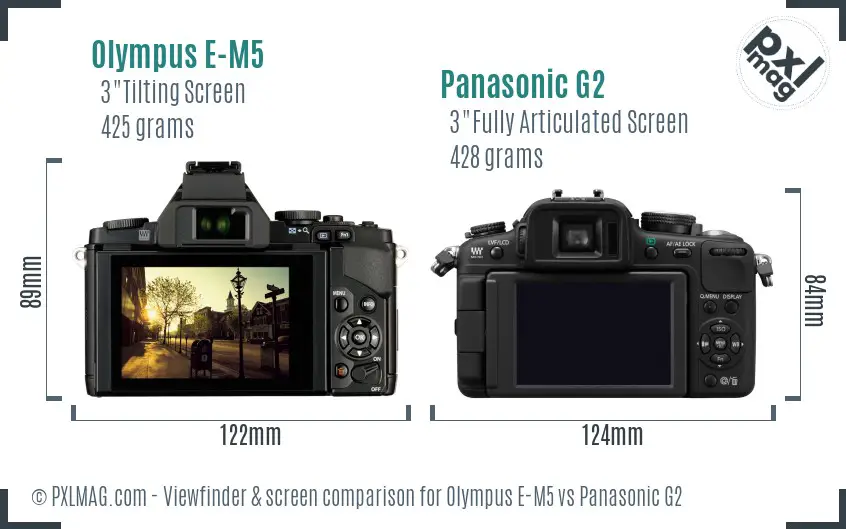 Olympus E-M5 vs Panasonic G2 Screen and Viewfinder comparison