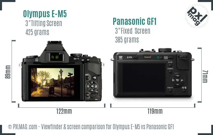 Olympus E-M5 vs Panasonic GF1 Screen and Viewfinder comparison