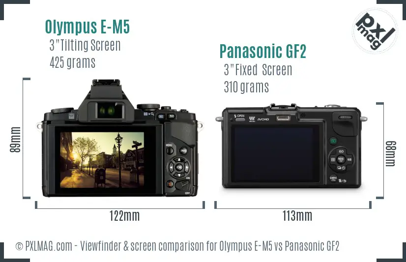 Olympus E-M5 vs Panasonic GF2 Screen and Viewfinder comparison
