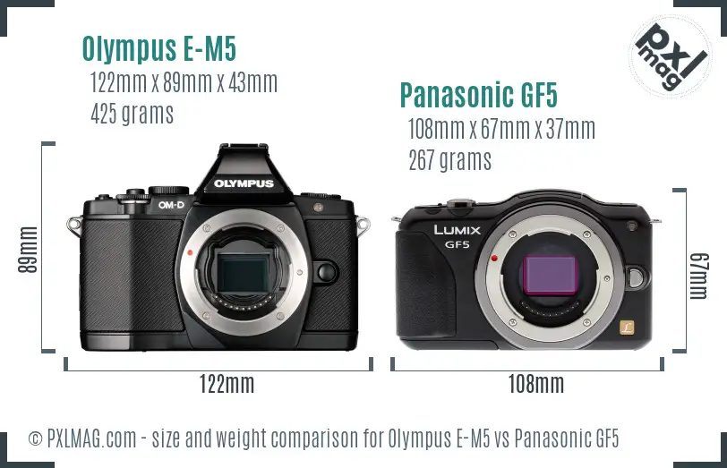 Olympus E-M5 vs Panasonic GF5 size comparison