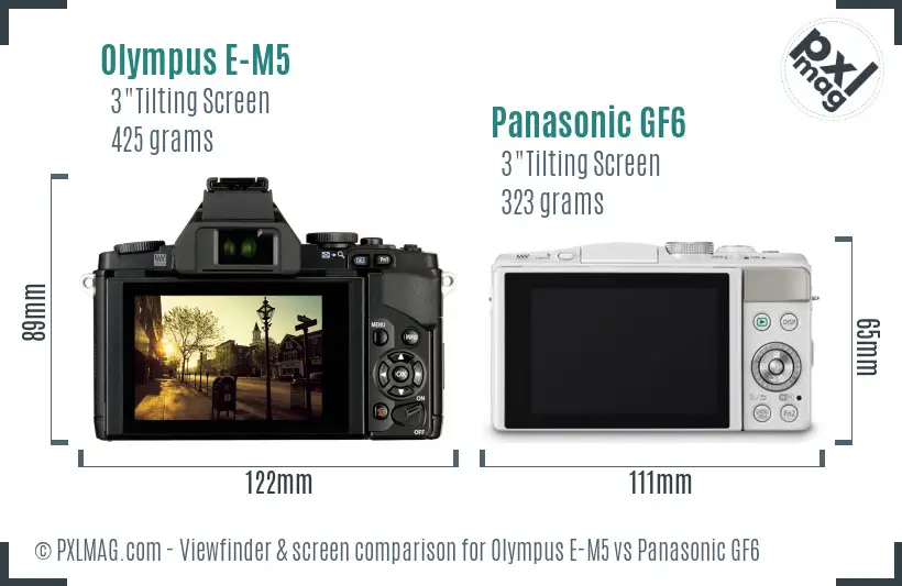 Olympus E-M5 vs Panasonic GF6 Screen and Viewfinder comparison