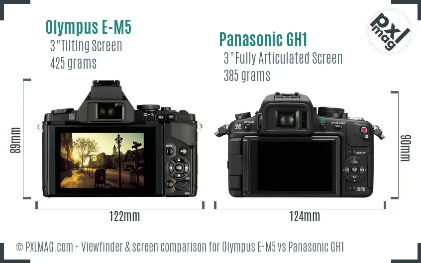 Olympus E-M5 vs Panasonic GH1 Screen and Viewfinder comparison