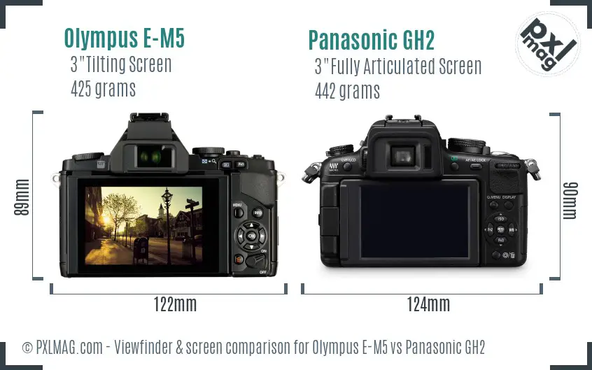 Olympus E-M5 vs Panasonic GH2 Screen and Viewfinder comparison