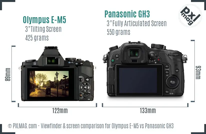 Olympus E-M5 vs Panasonic GH3 Screen and Viewfinder comparison