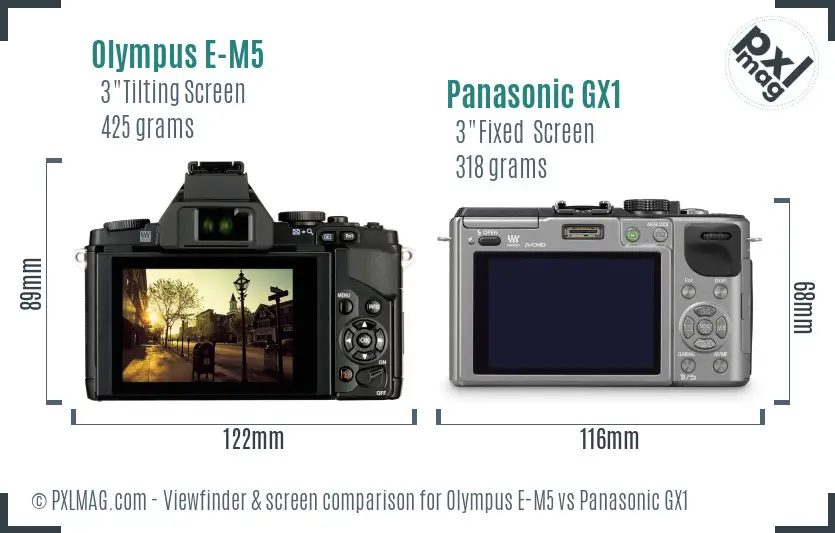 Olympus E-M5 vs Panasonic GX1 Screen and Viewfinder comparison