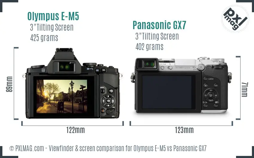 Olympus E-M5 vs Panasonic GX7 Screen and Viewfinder comparison