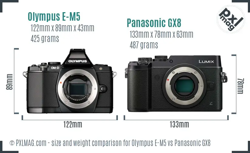 Olympus E-M5 vs Panasonic GX8 size comparison