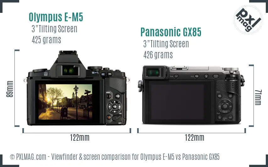 Olympus E-M5 vs Panasonic GX85 Screen and Viewfinder comparison