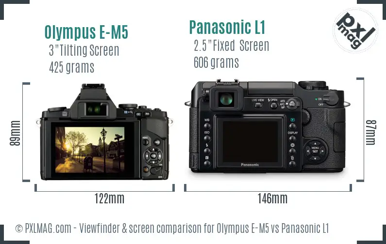 Olympus E-M5 vs Panasonic L1 Screen and Viewfinder comparison