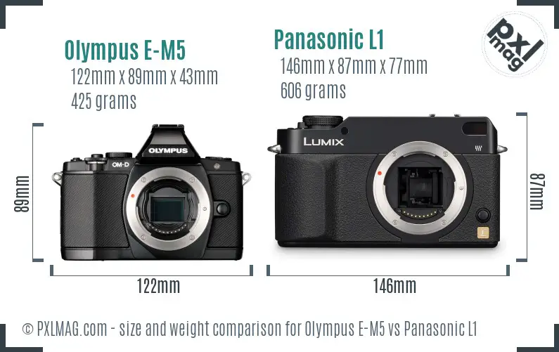Olympus E-M5 vs Panasonic L1 size comparison