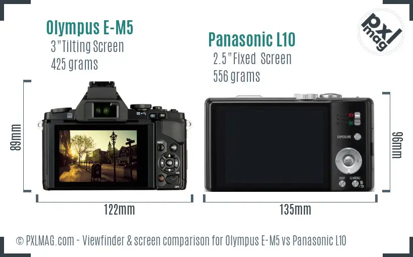 Olympus E-M5 vs Panasonic L10 Screen and Viewfinder comparison Olympus E-M5 vs Panasonic L10 Screen and Viewfinder comparison