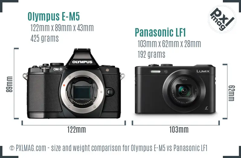 Olympus E-M5 vs Panasonic LF1 size comparison