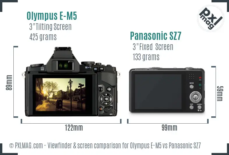 Olympus E-M5 vs Panasonic SZ7 Screen and Viewfinder comparison