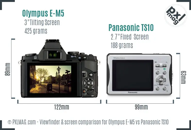 Olympus E-M5 vs Panasonic TS10 Screen and Viewfinder comparison