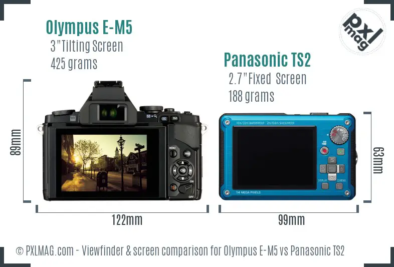 Olympus E-M5 vs Panasonic TS2 Screen and Viewfinder comparison