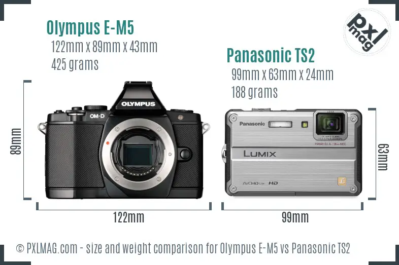 Olympus E-M5 vs Panasonic TS2 size comparison