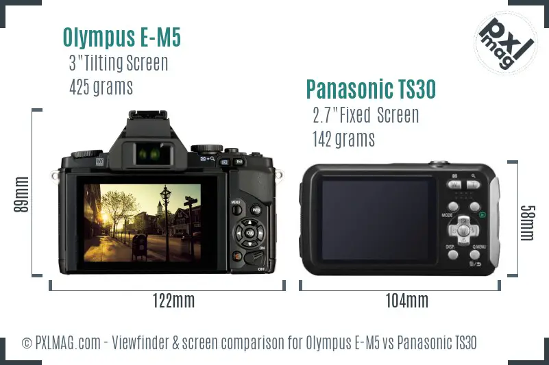 Olympus E-M5 vs Panasonic TS30 Screen and Viewfinder comparison