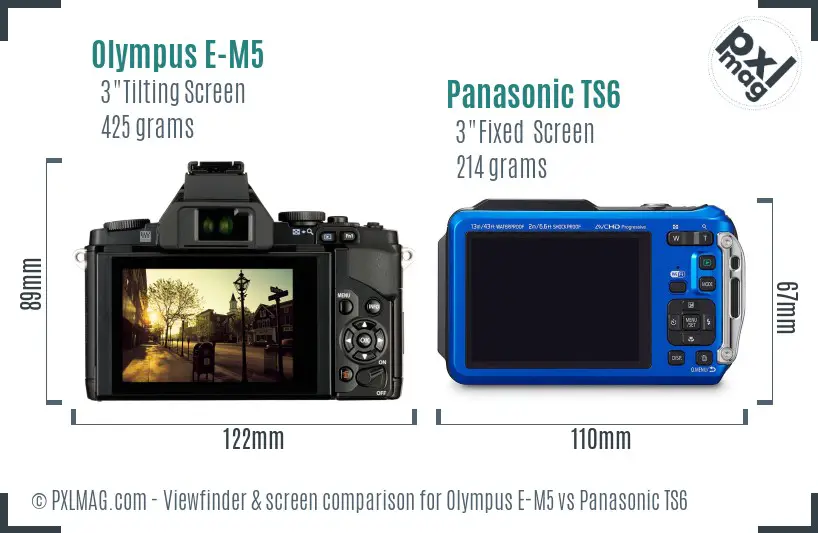 Olympus E-M5 vs Panasonic TS6 Screen and Viewfinder comparison