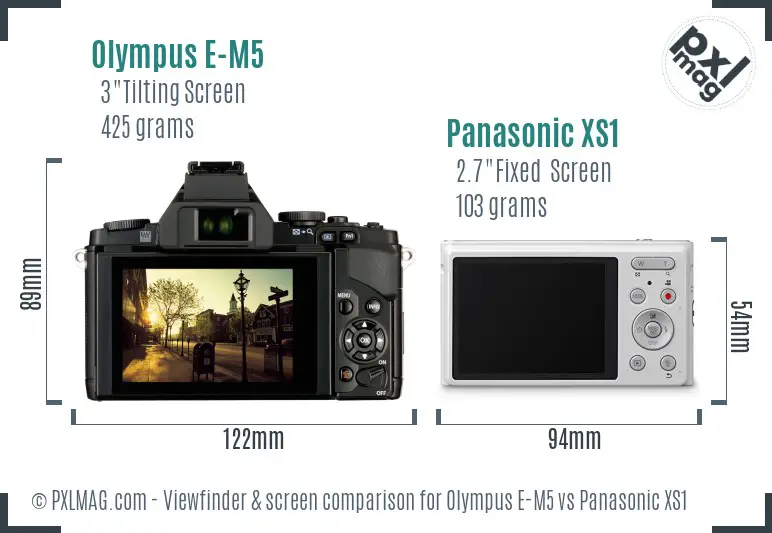 Olympus E-M5 vs Panasonic XS1 Screen and Viewfinder comparison