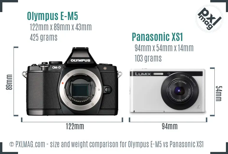 Olympus E-M5 vs Panasonic XS1 size comparison