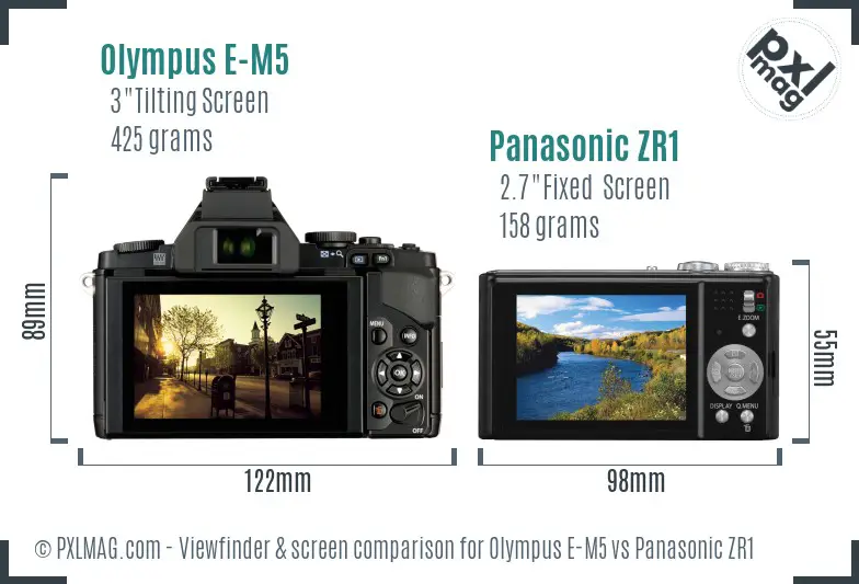 Olympus E-M5 vs Panasonic ZR1 Screen and Viewfinder comparison