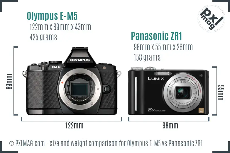Olympus E-M5 vs Panasonic ZR1 size comparison