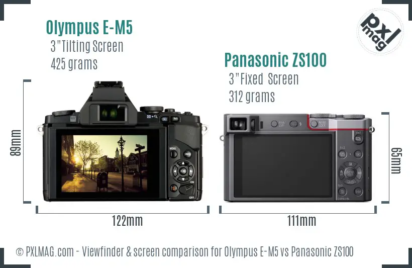 Olympus E-M5 vs Panasonic ZS100 Screen and Viewfinder comparison