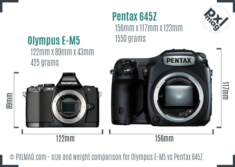 Olympus E-M5 vs Pentax 645Z size comparison