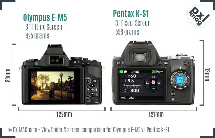 Olympus E-M5 vs Pentax K-S1 Screen and Viewfinder comparison
