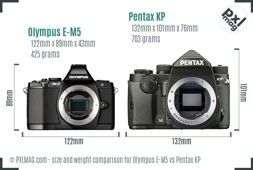 Olympus E-M5 vs Pentax KP size comparison