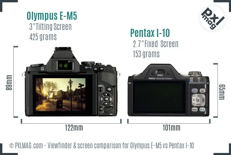 Olympus E-M5 vs Pentax I-10 Screen and Viewfinder comparison