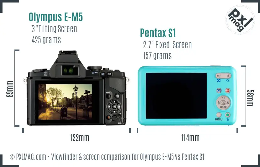 Olympus E-M5 vs Pentax S1 Screen and Viewfinder comparison