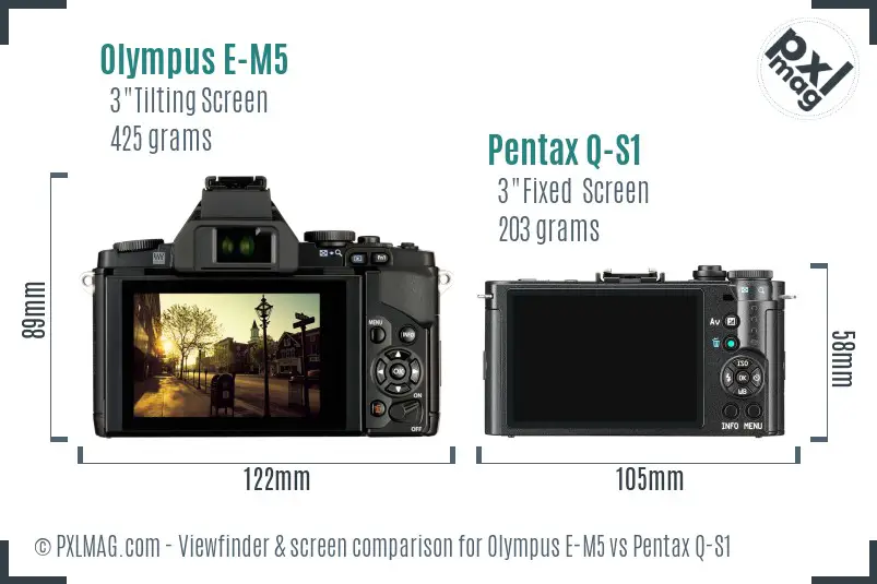 Olympus E-M5 vs Pentax Q-S1 Screen and Viewfinder comparison