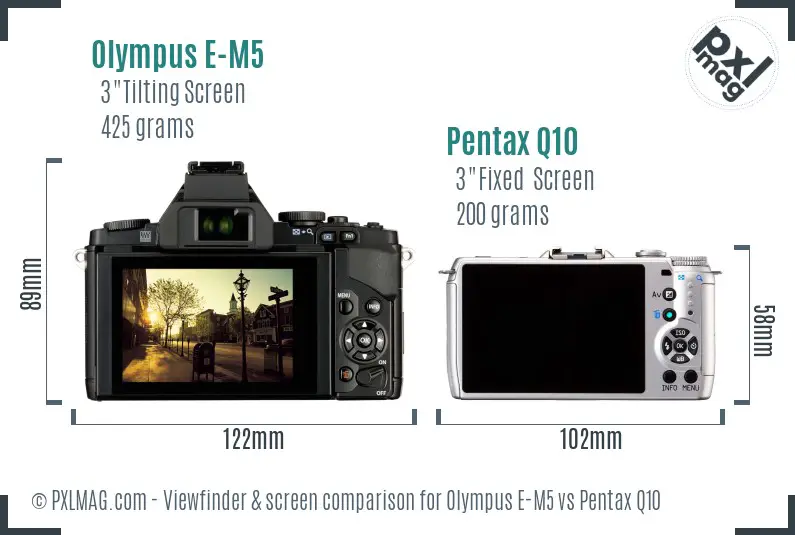 Olympus E-M5 vs Pentax Q10 Screen and Viewfinder comparison
