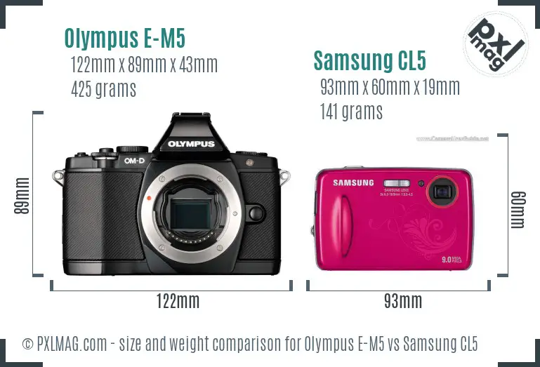 Olympus E-M5 vs Samsung CL5 size comparison