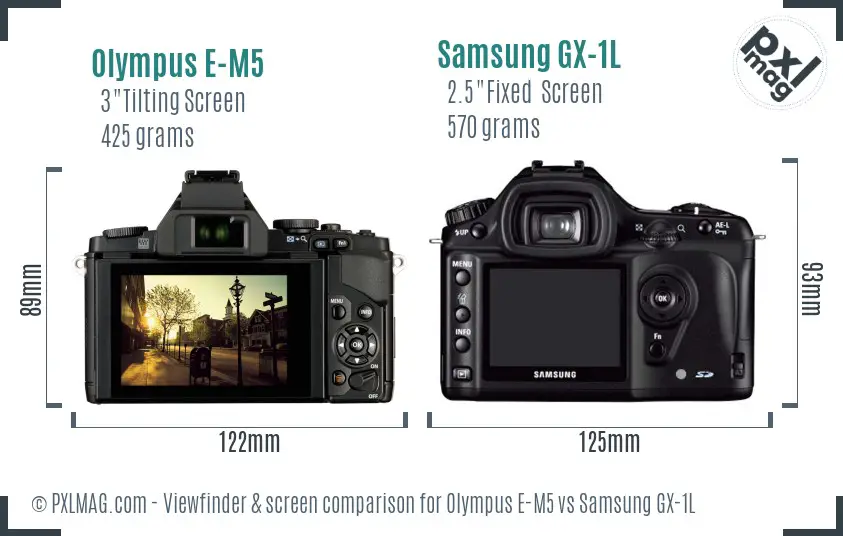 Olympus E-M5 vs Samsung GX-1L Screen and Viewfinder comparison Olympus E-M5 vs Samsung GX-1L Screen and Viewfinder comparison