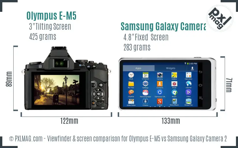 Olympus E-M5 vs Samsung Galaxy Camera 2 Screen and Viewfinder comparison