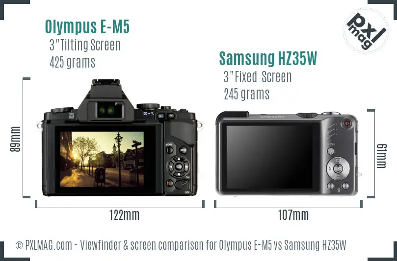 Olympus E-M5 vs Samsung HZ35W Screen and Viewfinder comparison Olympus E-M5 vs Samsung HZ35W Screen and Viewfinder comparison