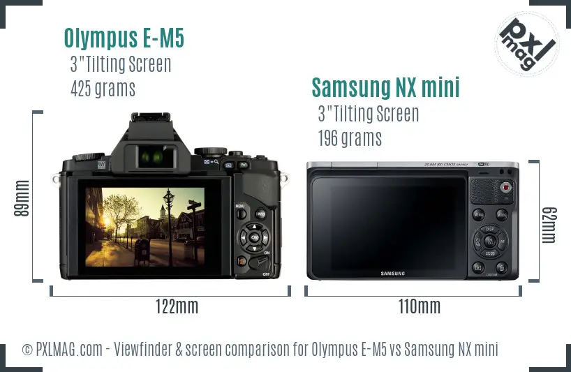 Olympus E-M5 vs Samsung NX mini Screen and Viewfinder comparison Olympus E-M5 vs Samsung NX mini Screen and Viewfinder comparison