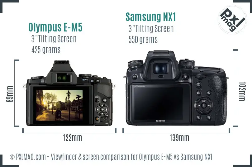 Olympus E-M5 vs Samsung NX1 Screen and Viewfinder comparison