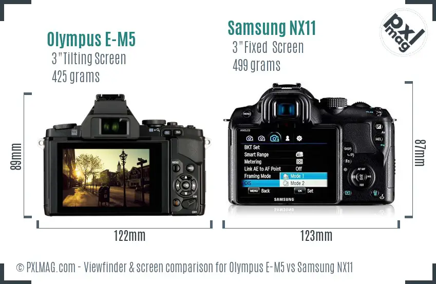 Olympus E-M5 vs Samsung NX11 Screen and Viewfinder comparison