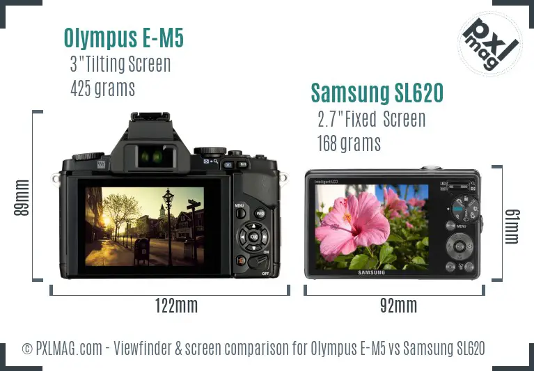 Olympus E-M5 vs Samsung SL620 Screen and Viewfinder comparison Olympus E-M5 vs Samsung SL620 Screen and Viewfinder comparison