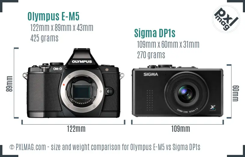 Olympus E-M5 vs Sigma DP1s size comparison