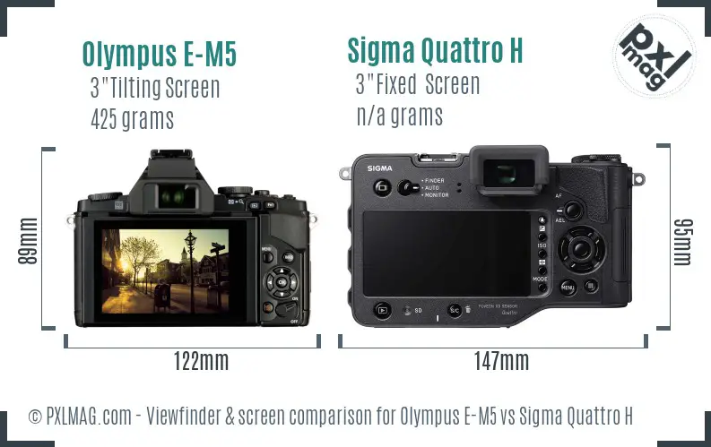 Olympus E-M5 vs Sigma Quattro H Screen and Viewfinder comparison